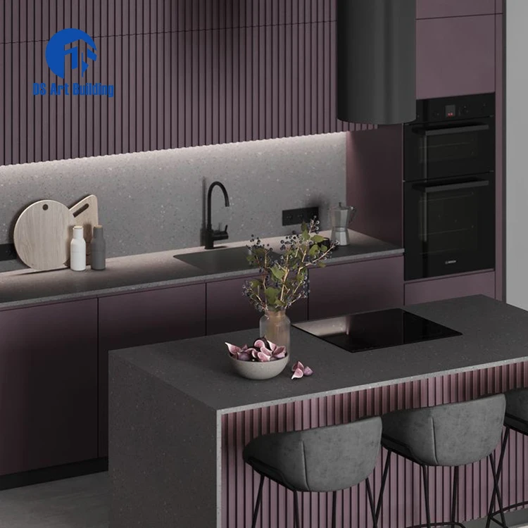 DS Customized New Arrival Luxury Lacquer Modern Design I Shape Kitchen Cabinets With Island