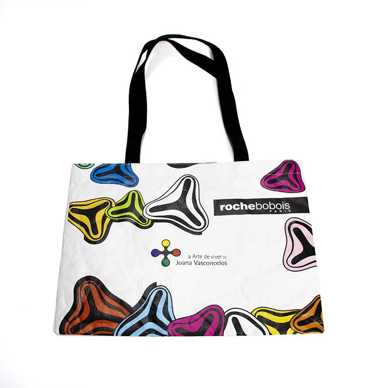Promotional Customize Portable Tyvek Tote Bag Advertising Large Capacity Foldable Zippered Tyvek Dupont Paper Shopping Gift Bag