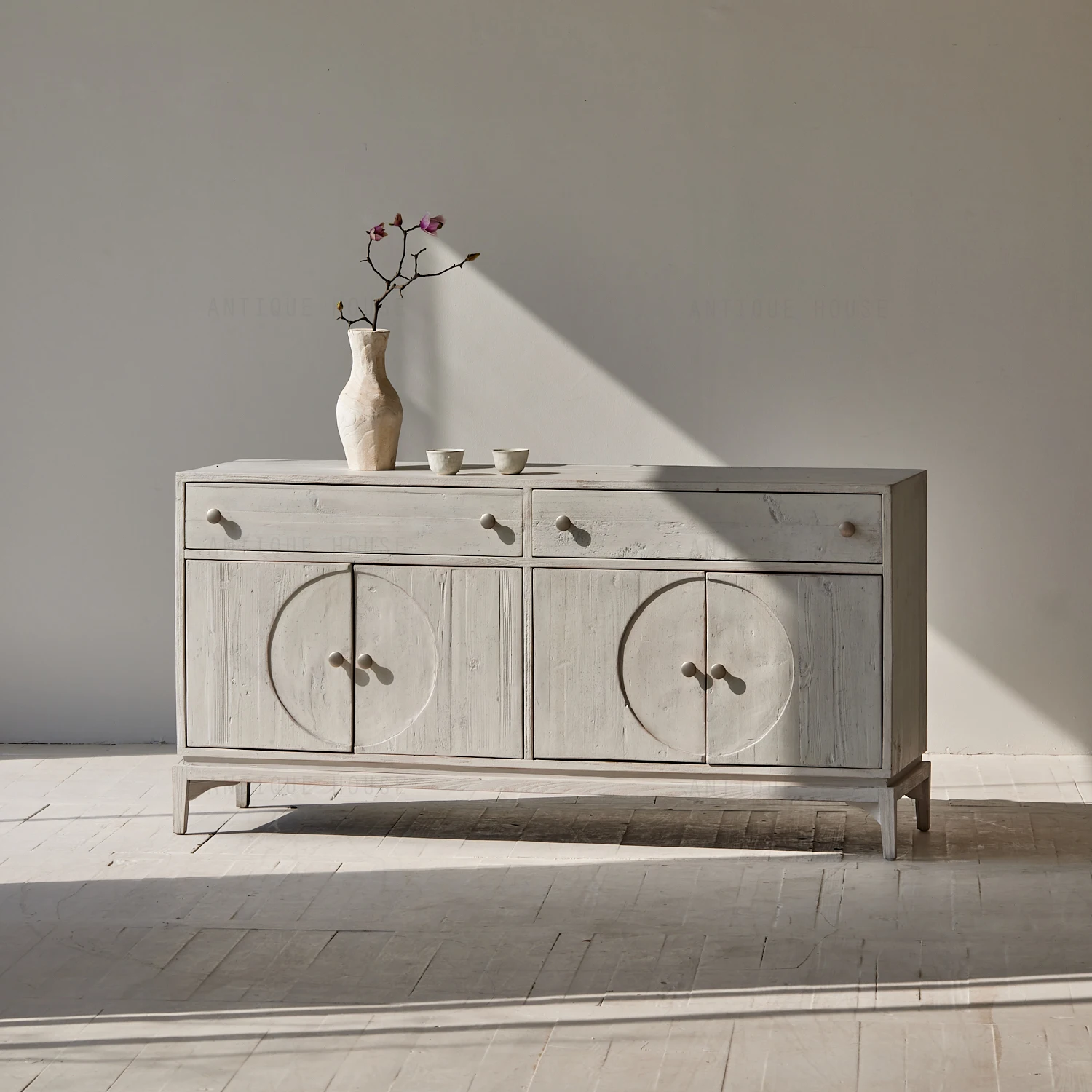 Elegant furniture wabi sabi cabinet French vintage recycled pine sideboards living room furniture interior decorative sideboard