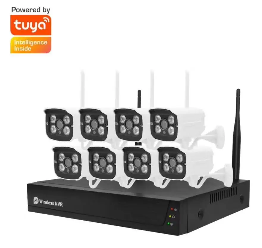 8CH Tuya 1080P WIFI  Outdoor Bullet NVR Camera Wireless Camera Kit