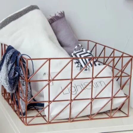 Kitchen Fruits Handmade Cheap Wire Desktop Metal Iron Rose Golden Book Baskets For Home Storage