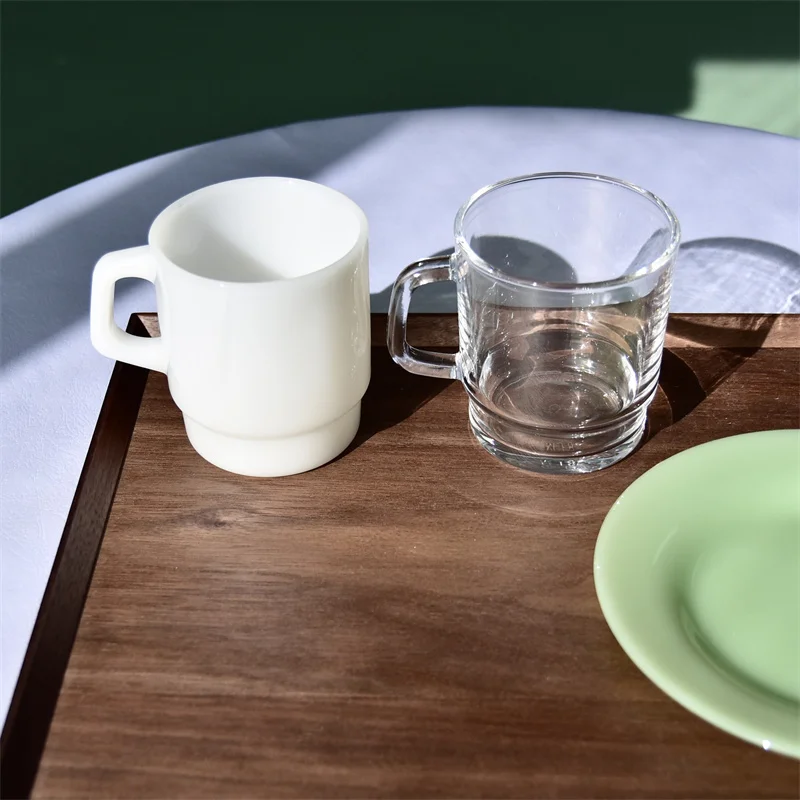 Large capacity jade glass mug Korean glass milk cup breakfast cups 13OZ