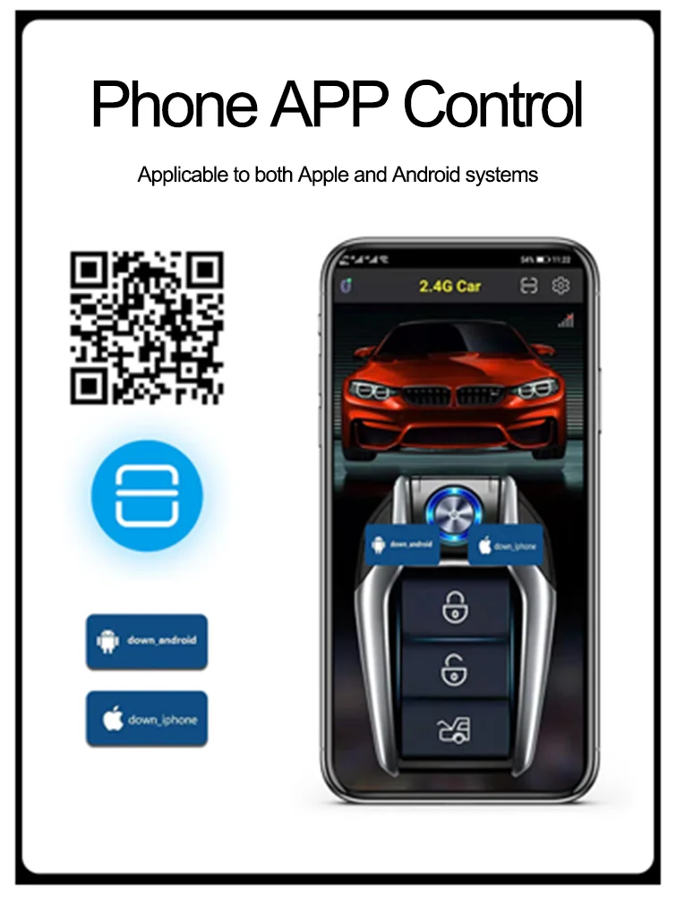 Phone App Control Car Alarms Push start button engine start stop system anti-theft alarm