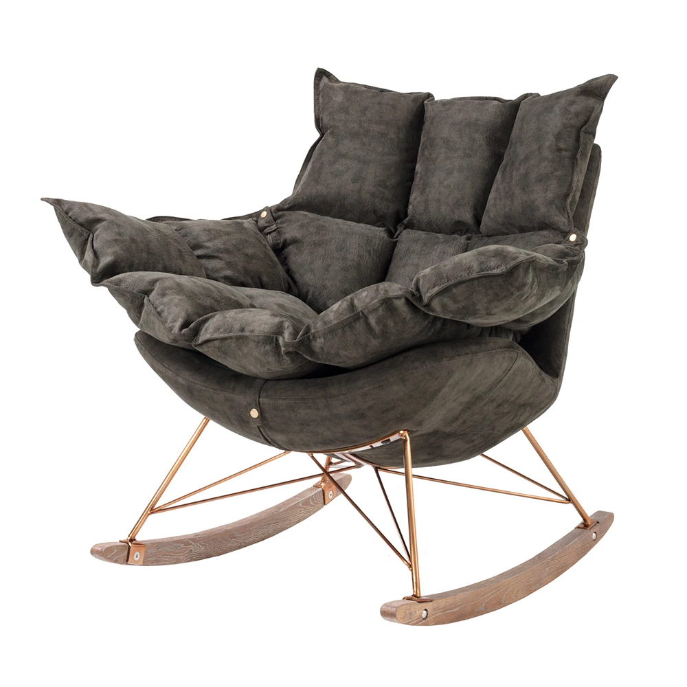 Hot Sale Luxury massage Bean Bag Chair Modern Wooden Fabric Backrest Modern Rocking Chair Living Room Chairs For Living Room