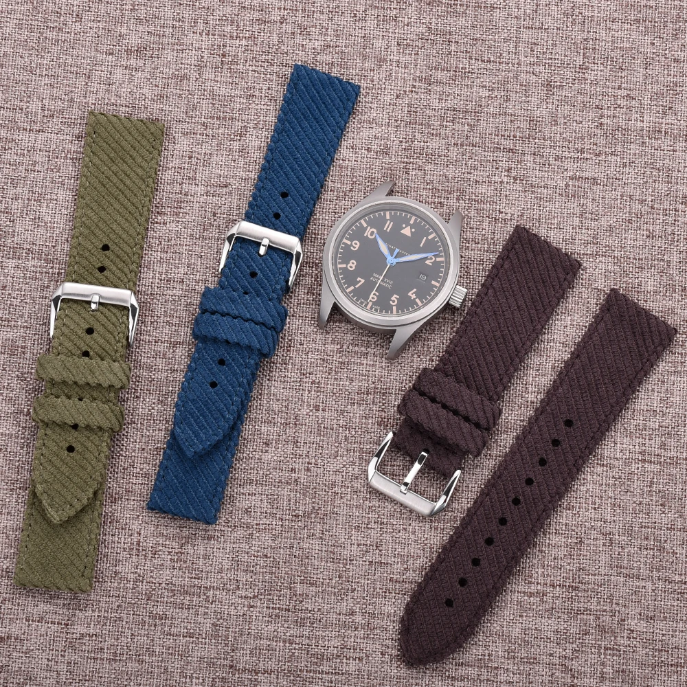 JUELONG Customized Color 18mm 20mm 22mm Colorful Corduroy Watch Strap Soft Braided Fabric Watch Bracelet Cotton Watch Band