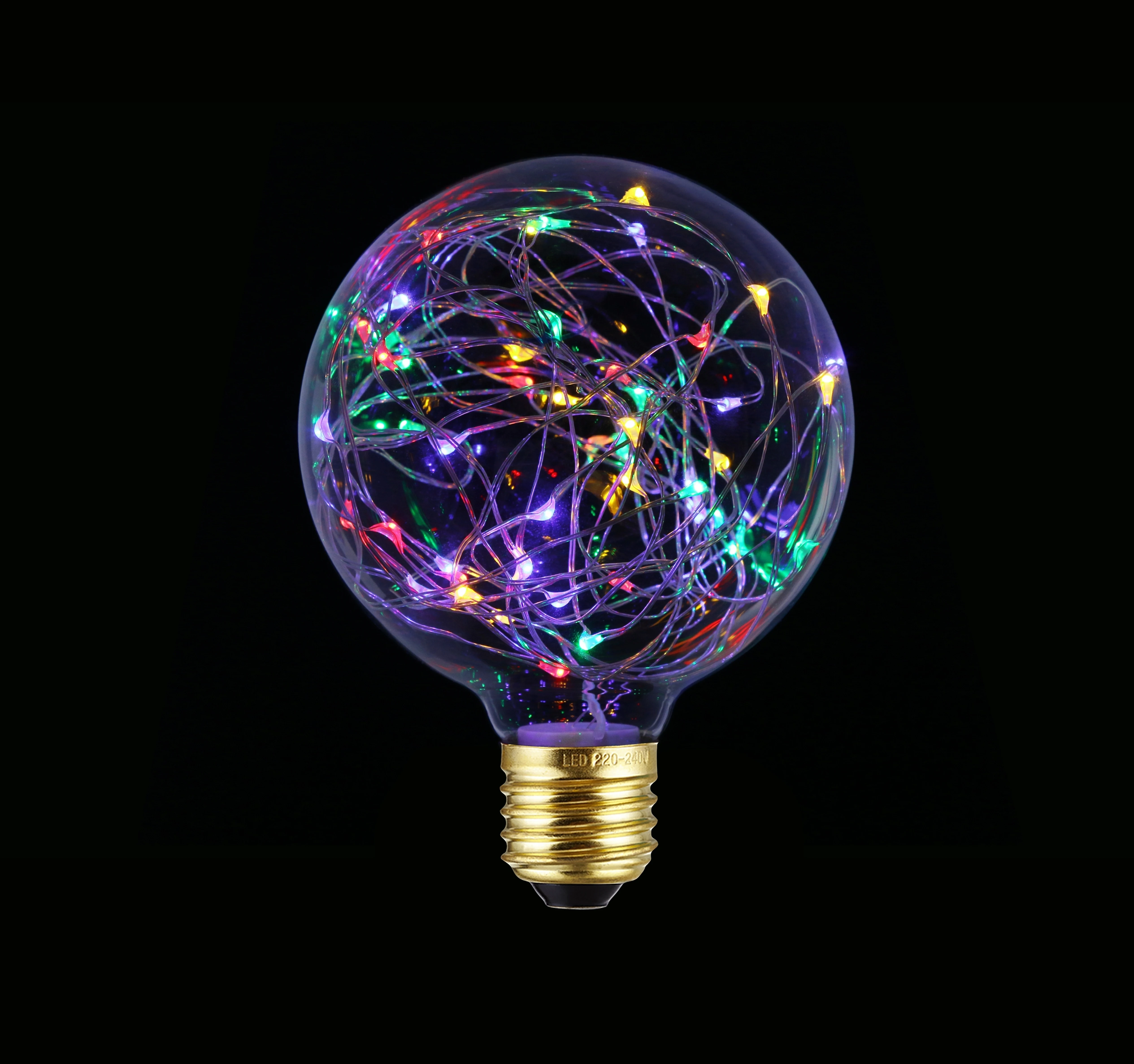 christmas decoration lighting  220v RGB pink purple flash A60 G80 G95 G125 ST64 E27 1W STAR led Copper wire lamp bulb