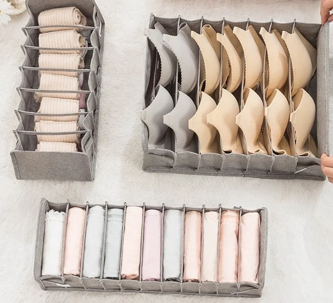 Underwear socks compartment storage box collapsible organizer underwear storage box For Socks Bra Storage Box