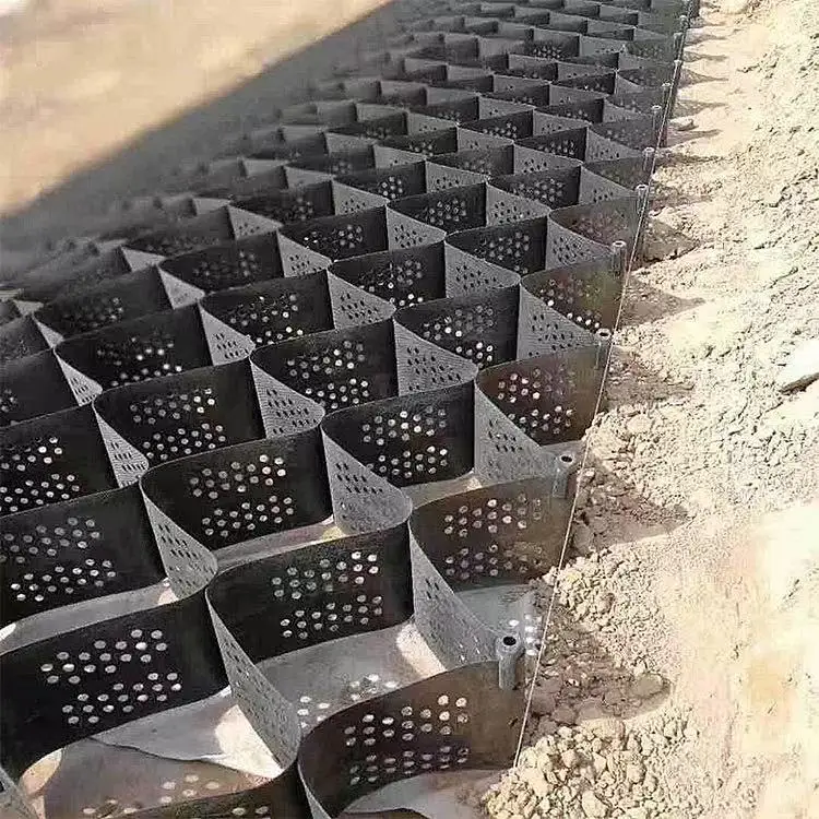 Geogrid reinforcement of roadbed HDPE high-strength perforated honeycomb restraint system for river treatment honeycomb geogrid
