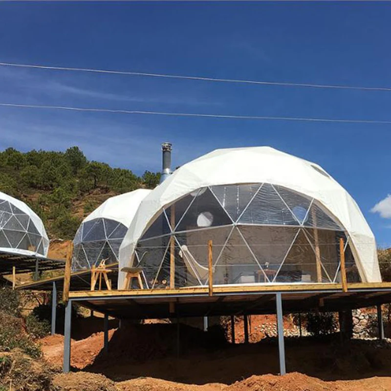 Luxury Glamping Safari Camping Geodesic 6M Dome Hotel Desert Tent Camp Yurt Pavilion House Tent Camping Outdoor with Bathroom