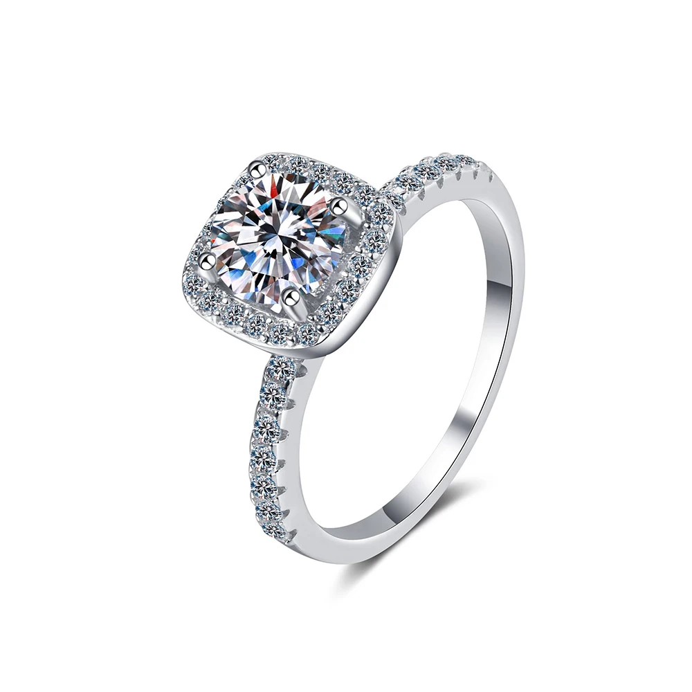 Square Geometric Moissanite 0.5ct To 2 ct Wedding Party Rings For Women s925 sterling silver vvs moissanite diamond ring