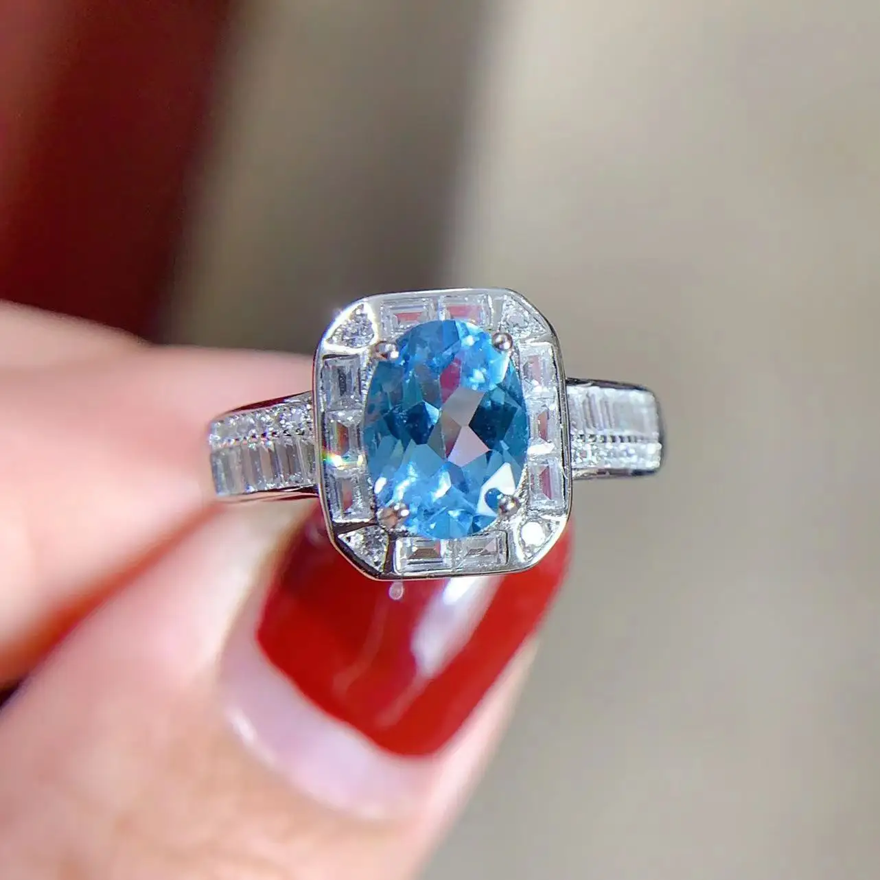 New Design Arabic Wedding 925 Sterling Silver 18k Gold Plated Oval Cut Natural Topaz Engagement Ring Set