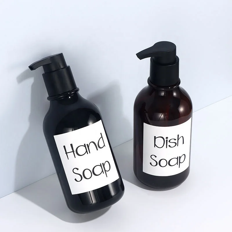 300ml 500ml matte brown shampoo and conditioner bottle matte black shower gel bottle