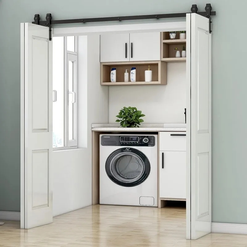 AAG Modern Design Bi-Fold Sliding Barn Door Hardware Kit 1920mm Length Hidden Sliding Barn Door Hardware for 18 Inch Door x 4
