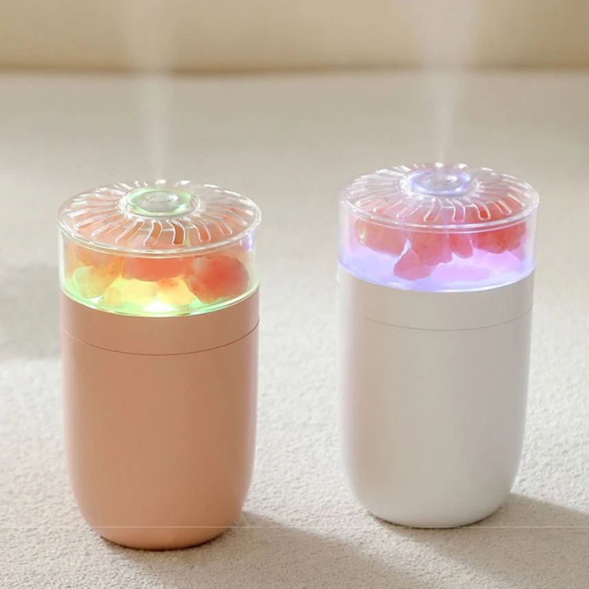 Natural crystal salt stone lantern luminous cup fragrance diffuser portable rechargeable atomizing humidifier