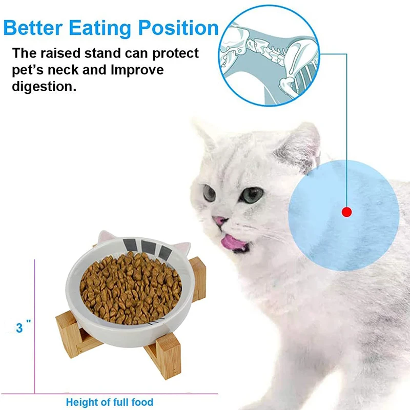 Wholesale custom matted elevated dog bowl non slip ceramic pet bowl with wooden stand