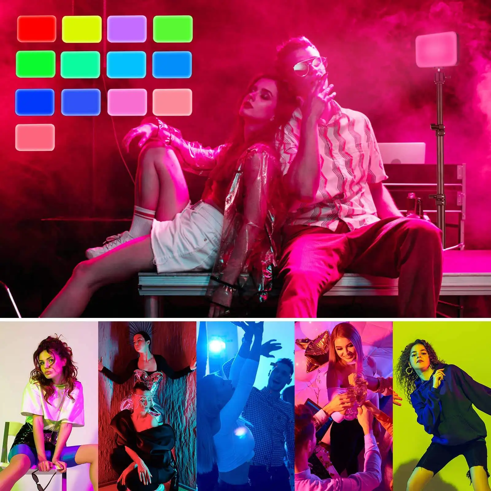 Студийное освещение для фотосъемки RGB с регулируемым штативом записи видео в прямом эфире