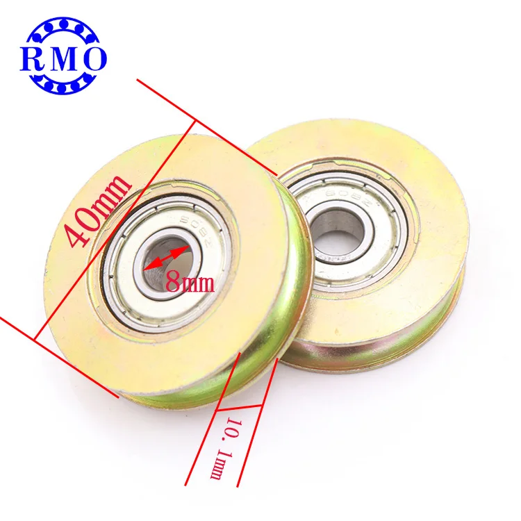 Metal polea sliding window door pulleys 608ZZ copper plated U groove roller wheel for anti-rusted door roller 8*40*10mm