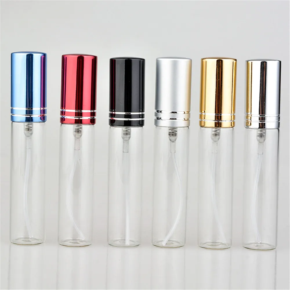 5ml 10ml 15ml Glass Perfume Tube Vial Bottle 13mm Thread Caliber Glass Perfume Spraying Bottle with Eletoplated Lid