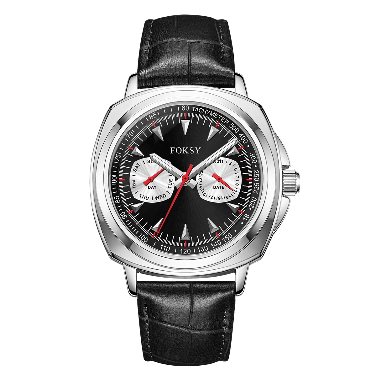 2020 New Fashion Custom Logo Japan Quartz Movement Black Mens Chronograph Watch OEM