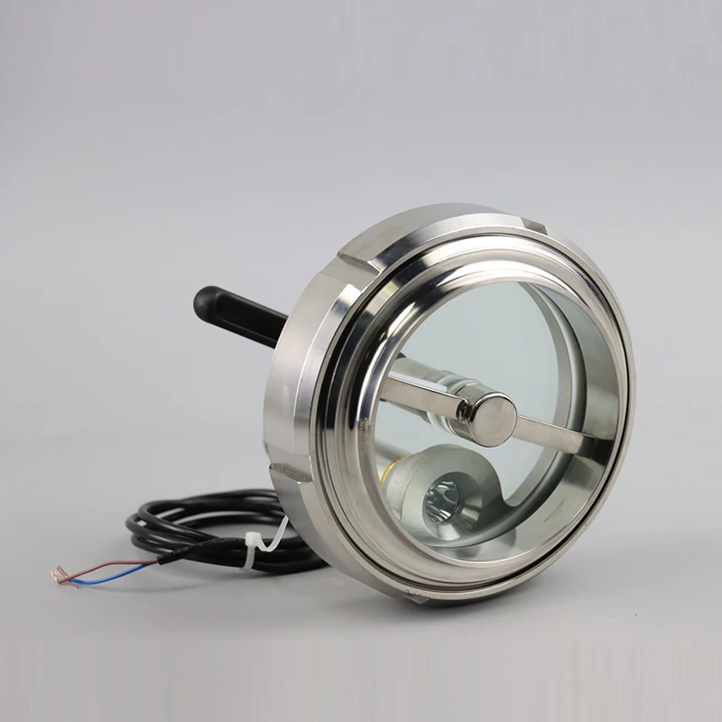 Food Grade Stainless Steel SS304 SS316L Frame Union-type Sight Glass With Light And Wiper