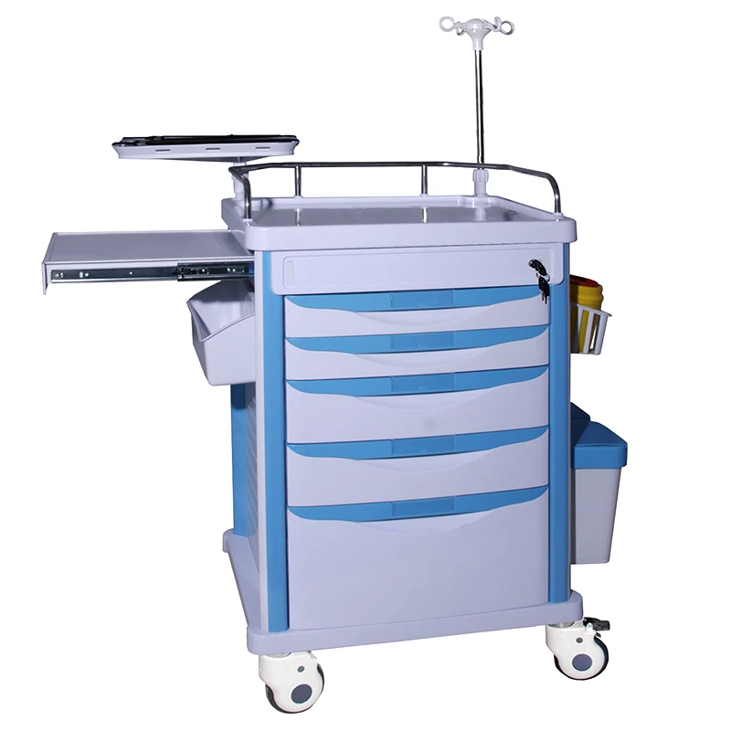 Abs первой медицинской помощи ухода за больными вагонетки машины скорой из АБС-пластика для хирургических инструментов чемодан на колесиках медицины