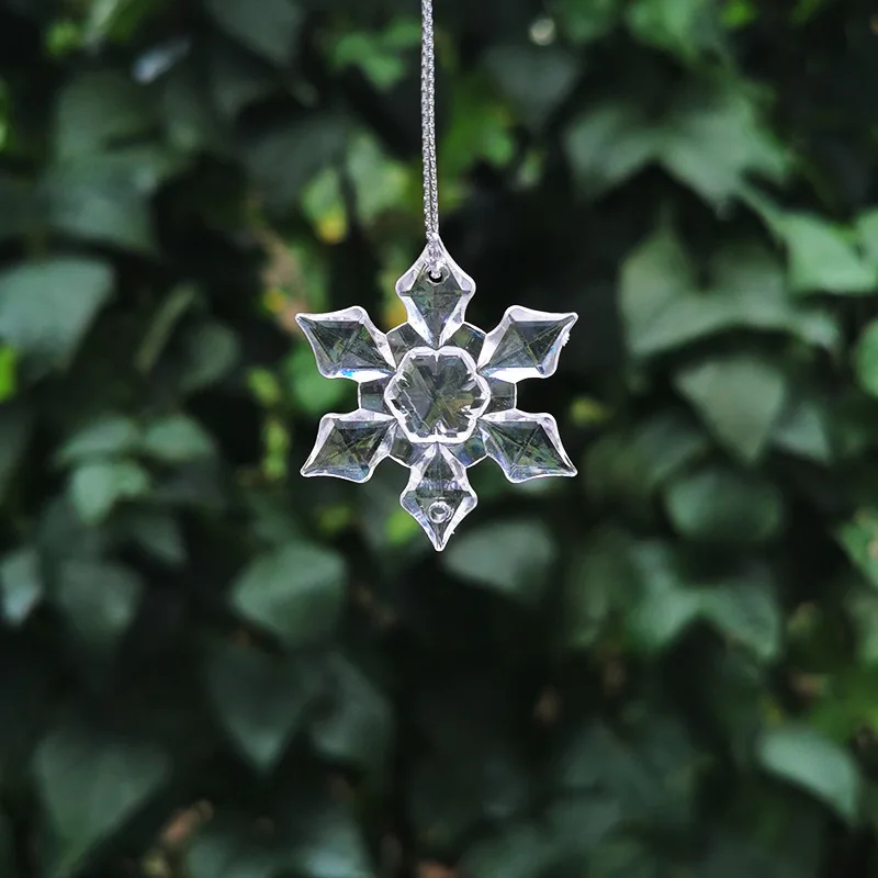 2407 zhikou Acrylic Christmas snow plastic decorative pendant Transparent six-piece jewelry