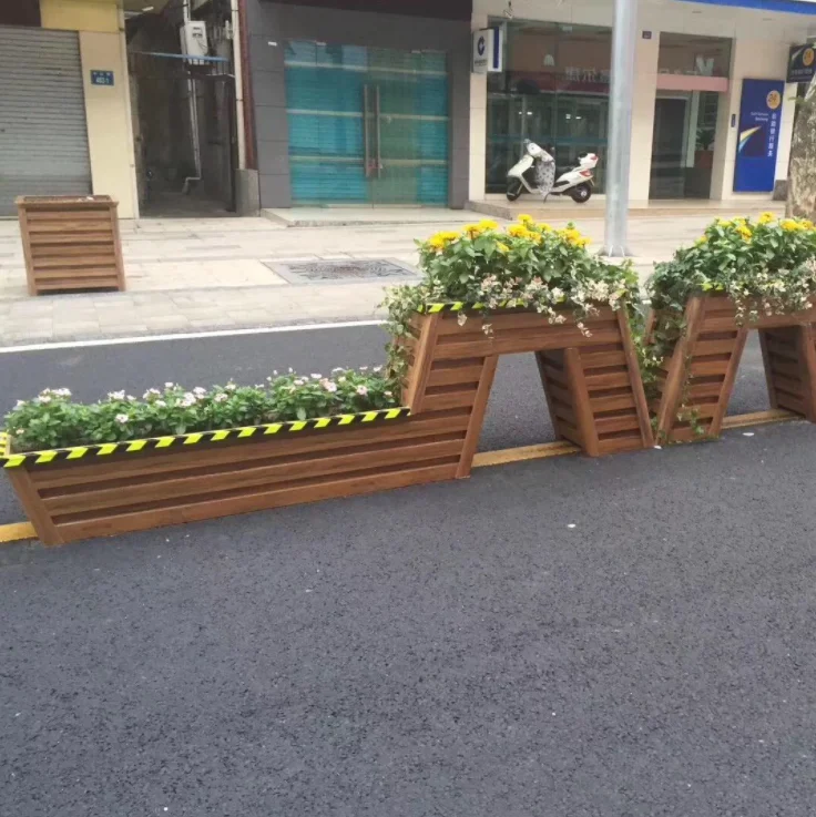 Outdoor Flower Pot Square Street Planting Box Aluminum Alloy Planter, Assembled Metal Flower Box