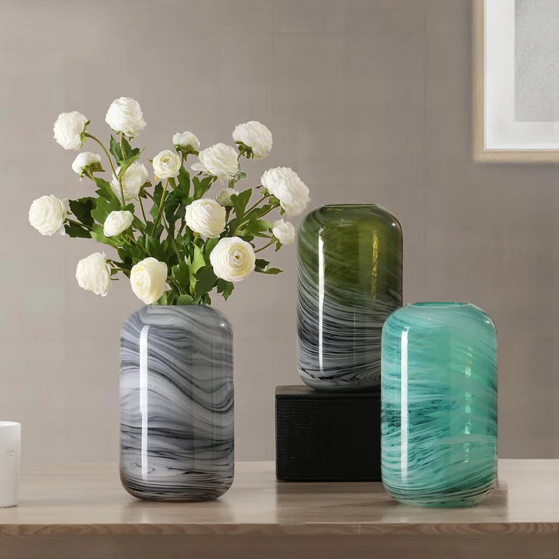 Nordic simple marbled glass vase ornaments  home decor  Decor bird Centerpiece modern creative home decoration Christmas gifts