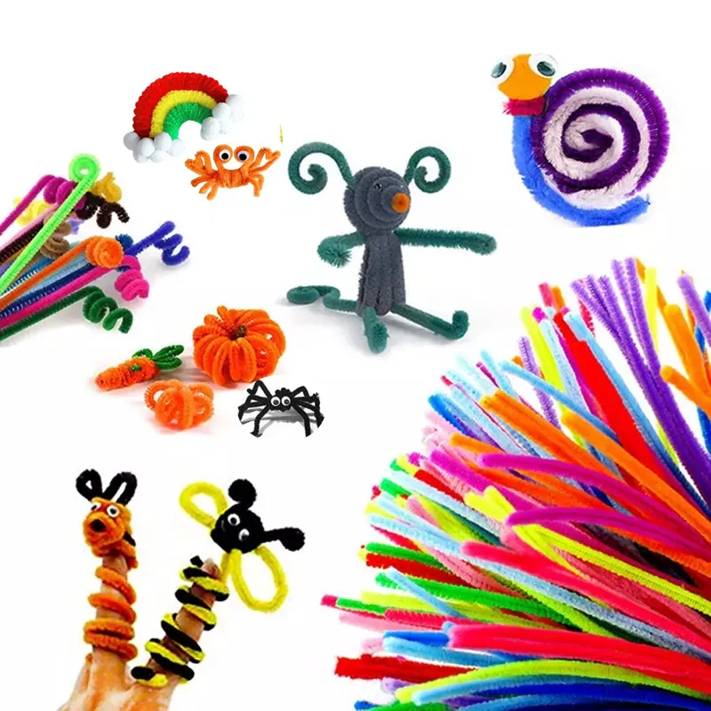Colorful Soft Diy Art and Craft Supplies Pipe Cleaner Kids Christmas Handmade Creative Crafts Kits for Kids DIY