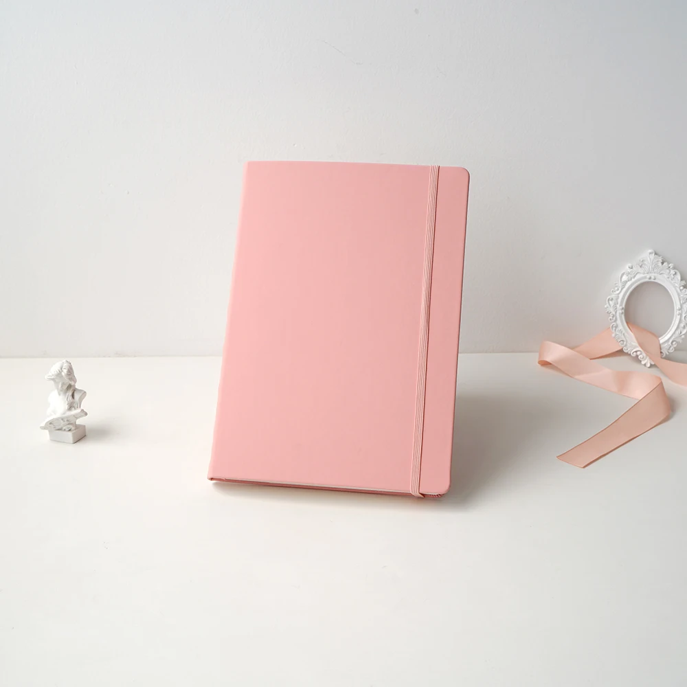 Custom Printing Hardcover Factory Price Pink Pu Leather Elastic Band Sketchbook Diary Watercolor Notebooks