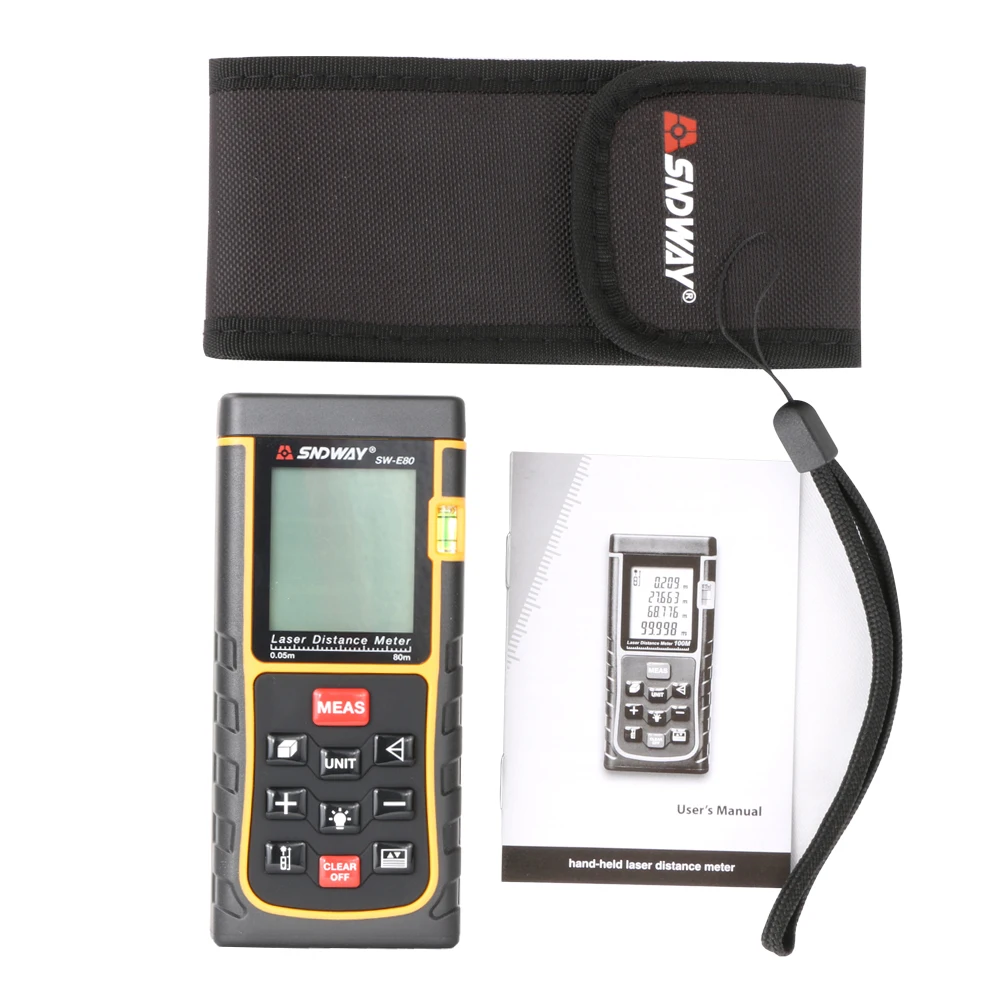 SNDWAY Rangefinder Handheld Laser Measuring Distance Meter Range Finder Hand Tool Tape Trena Ruler Tester SW-E40/50/60/70/80/100