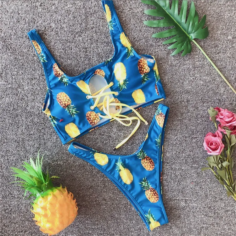 FYA3874 Summer High Cut Leg Printed Woman Sexi Bikini 2020 Swimwear