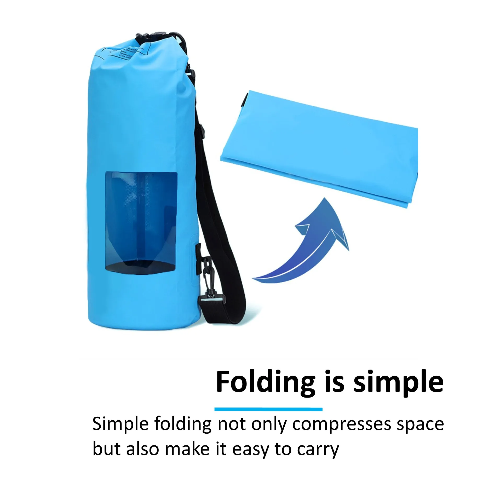 Wholesale Outdoor Sport Drifting Mountaineering Beach Bag Transparent Window Dry Bag Receive PVC Waterproof Bucket Bag