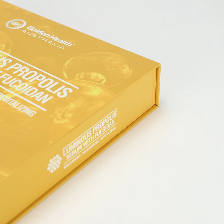 Custom Yellow Magnetic Closure Cosmetic Skin Care Serum Bottle Packaging Cardboard Paper Box with EVA Insert