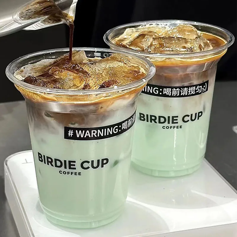 14oz Transparent PET Material Disposable Cups Drinking Bubble Tea Cups Cold Juice And Coffee Takeaway Plastic Cups