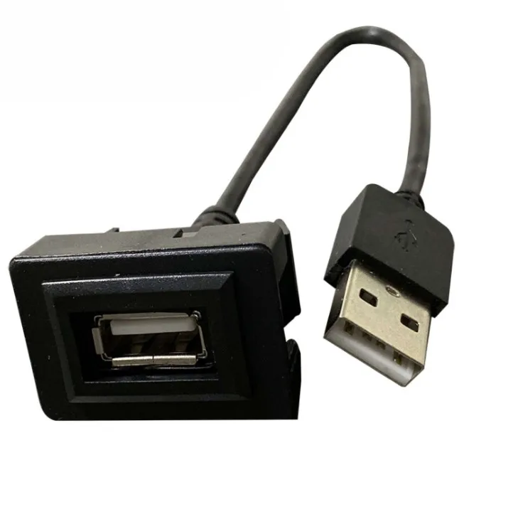 2021 Hot Selling 0.2M Black USB 2.0 Male to female extension USB Charging Flush panel mount cable For Toyota VIOS/ALTIS