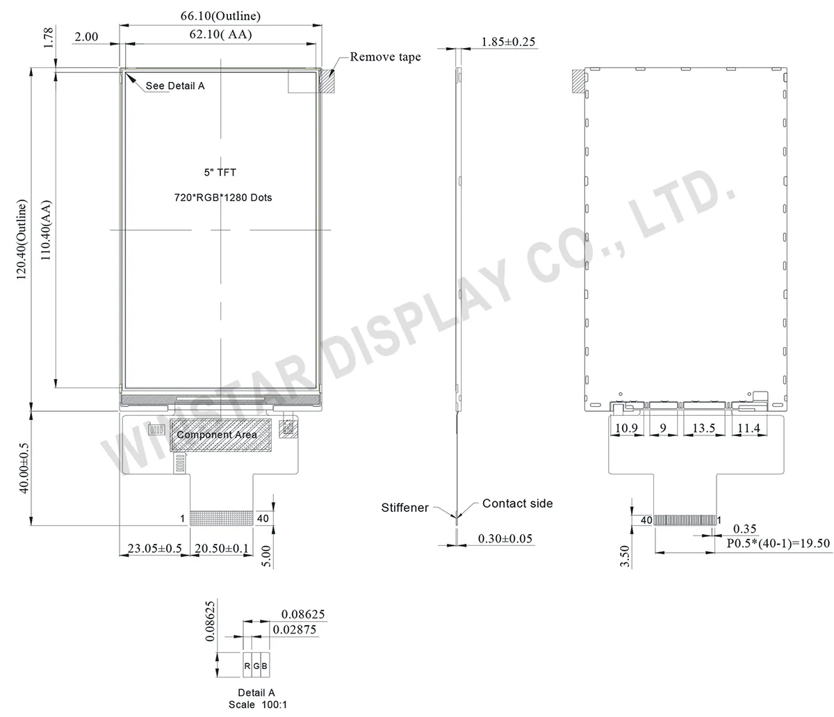 5 дюймов 720x1280 MIPI ЖК-дисплей DSI интерфейс LCD панель ILI988 Привод IC IPS TFT модуль