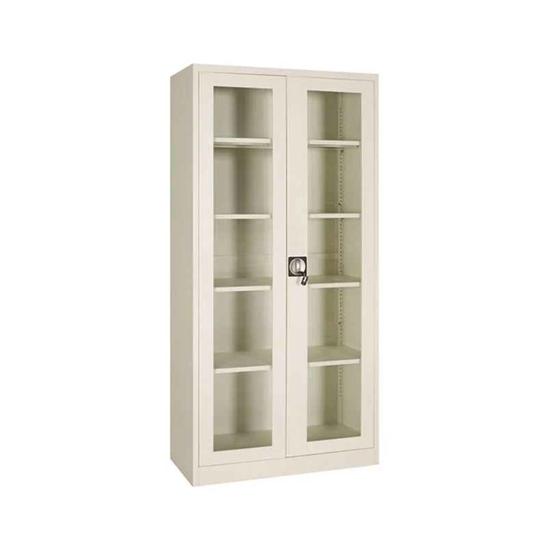 Good quality wooden bookshelf two open glass doors