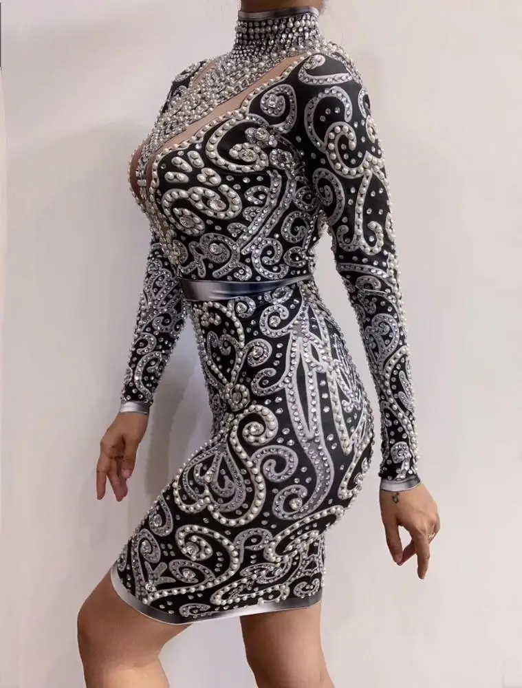 Женское сексуальное Клубное платье со стразами и цветочным принтом вечернее для вечеринки дня рождения автошоу выпускного вечера торжественные костюмы
