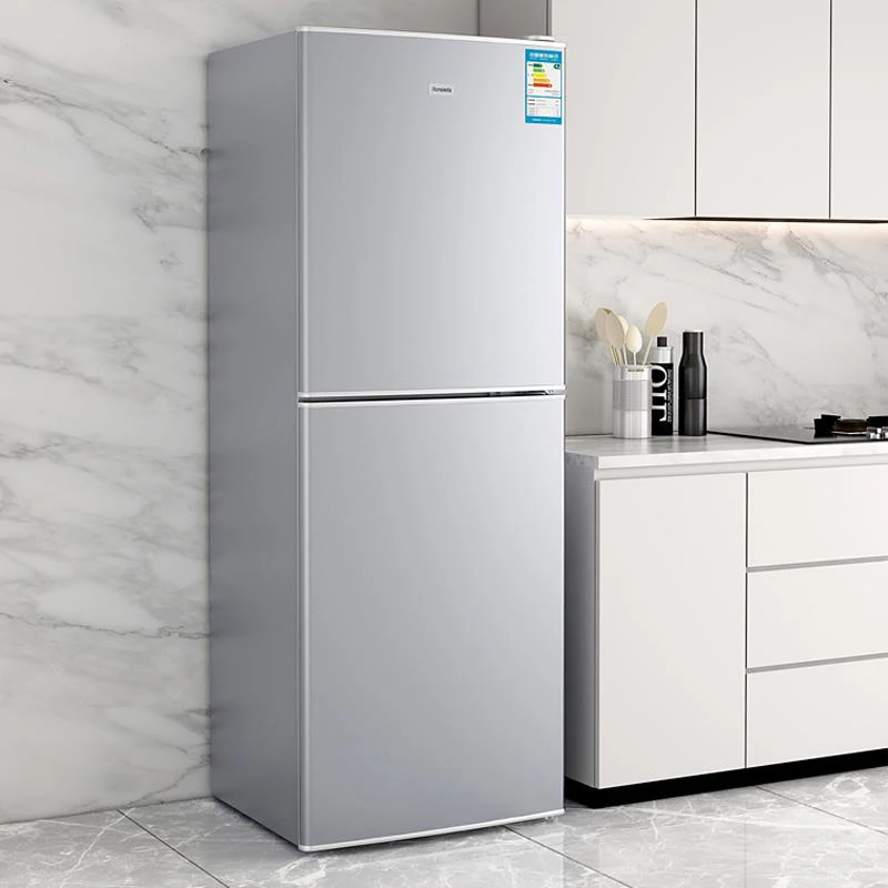 China Best Price Two Door Electric Upright Upper Freezer And Bottom Fridge Retro Fridge With Handle