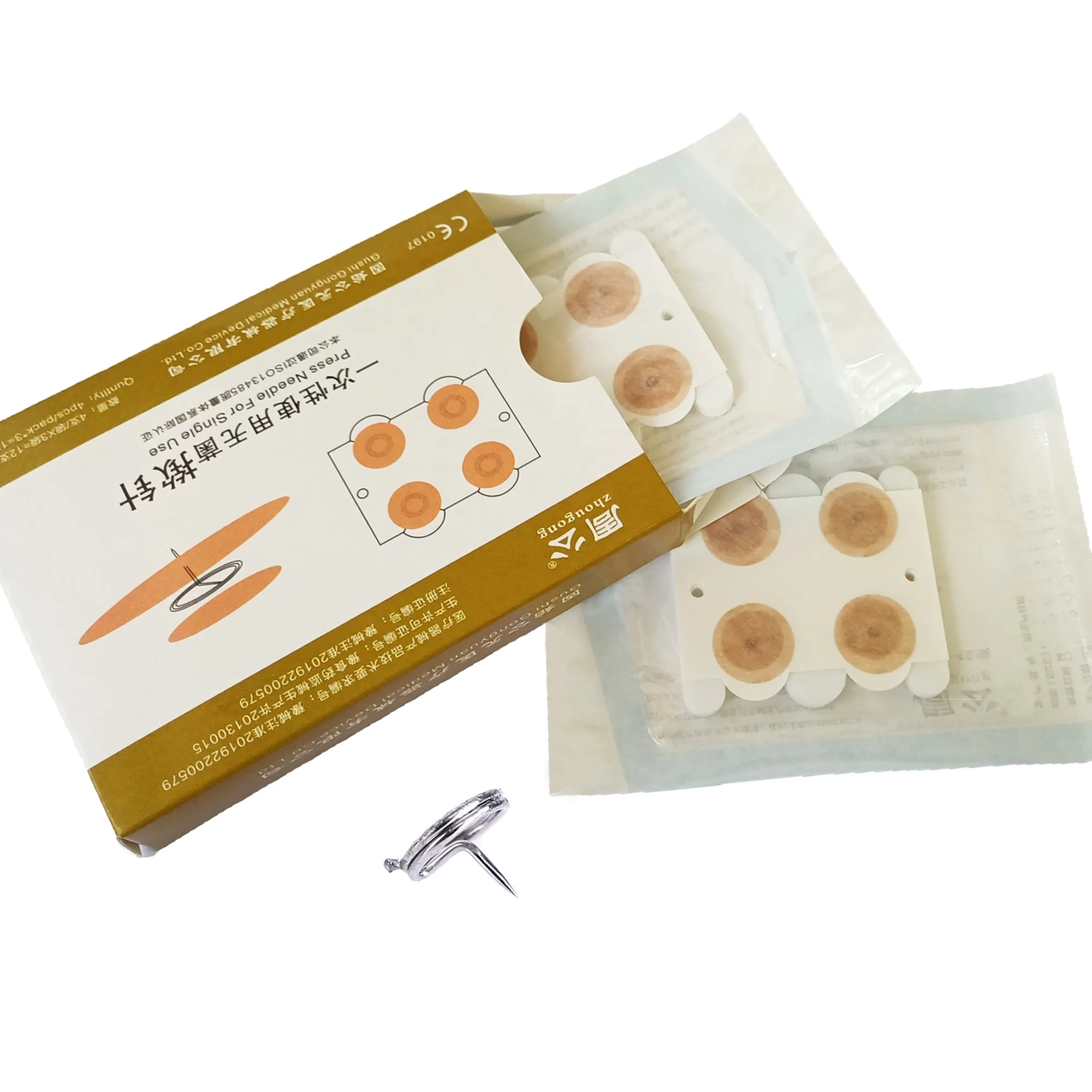 Four Packs of Foam 12 Pcs Disposable Sterile Ear Press Needle Intradermal Needle