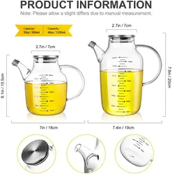 Amazo Borosilicate Sauce Cruet Measuring Glass Bottle Cooking Olive Oil Vinegar Dispenser with Pour Spout
