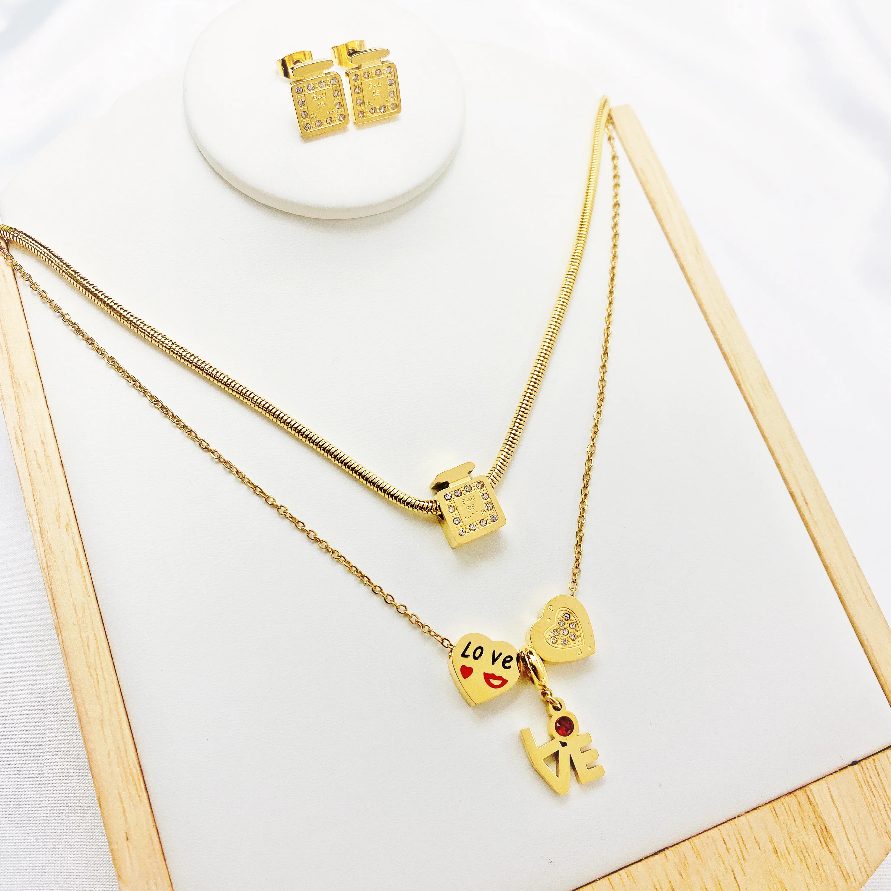 
High Quality Stainless Steel Plated Fine Jewelry Women Fairy Double Chains Necklaces for Female Gifts mama necklace 