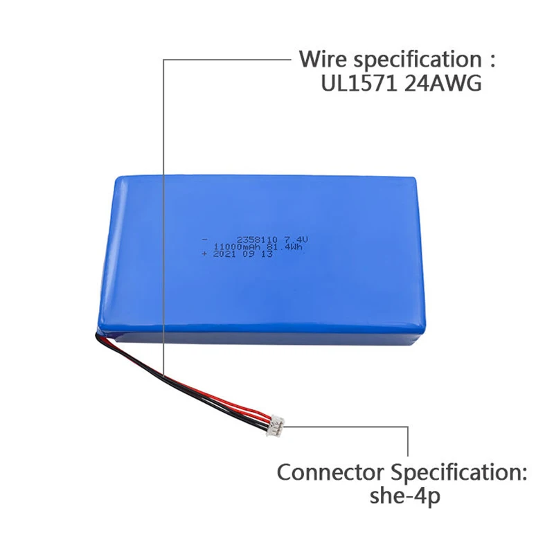 OEM Factory Customized Mobile Power Battery 2358110 10000mAh 11000mAh 7.4V 2S1P Lithium Polymer Battery Pack For Tablet PC