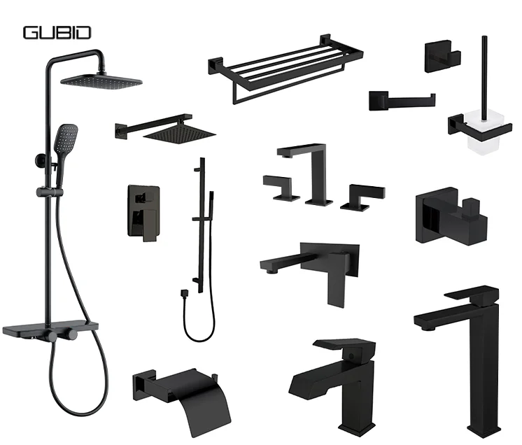 Project Series Bathroom Faucet Shampoo Platform Matte Black Complete Shower Set CUPC Basin Mixer Faucet