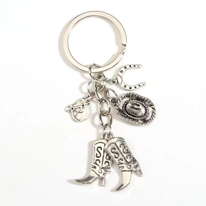 2024 Wholesale Grassland Grazing Lucky Key Chain Cowboy Hat Boot Horseshoe Keychain