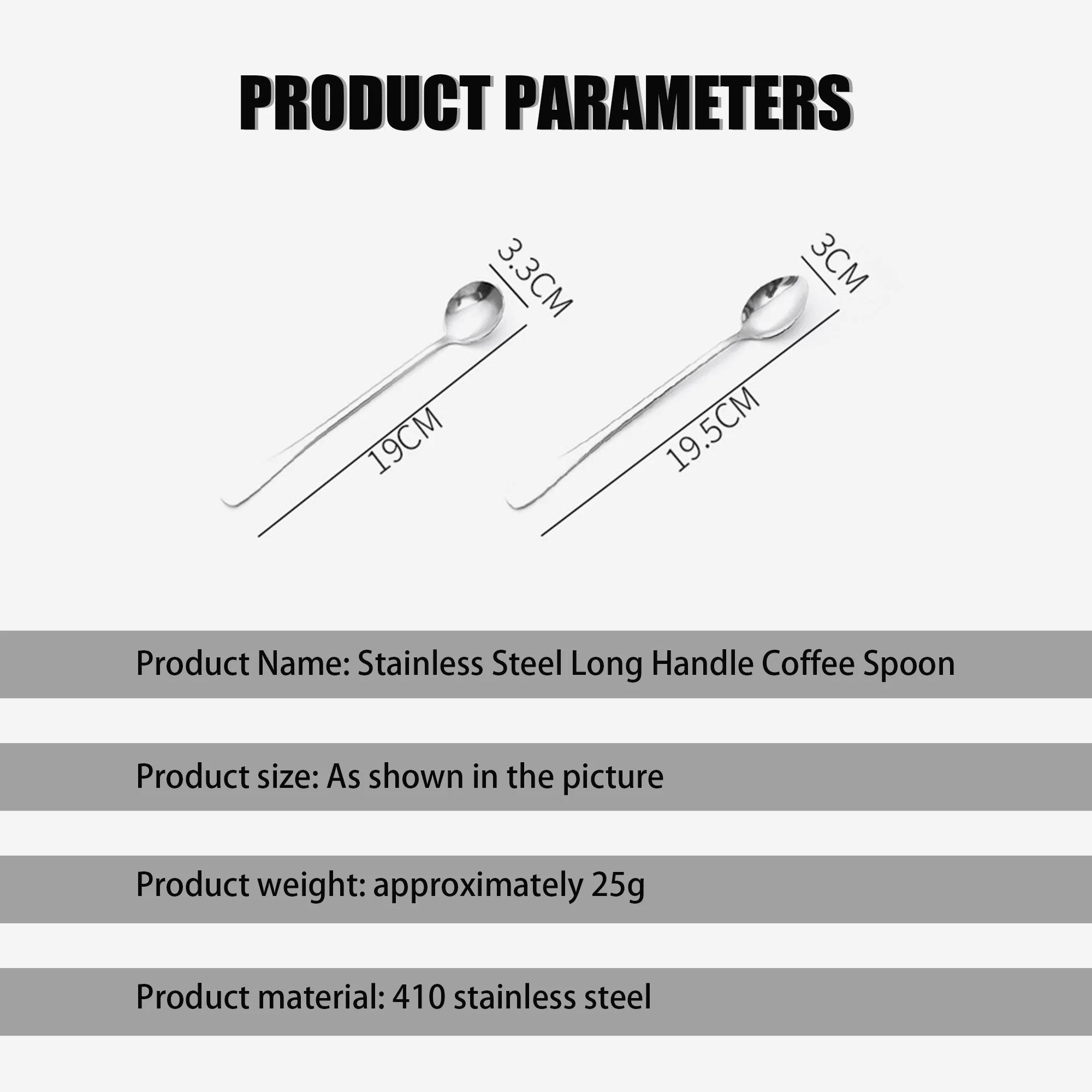 Creative kitchen stainless steel spoon Office long-handled coffee spoon