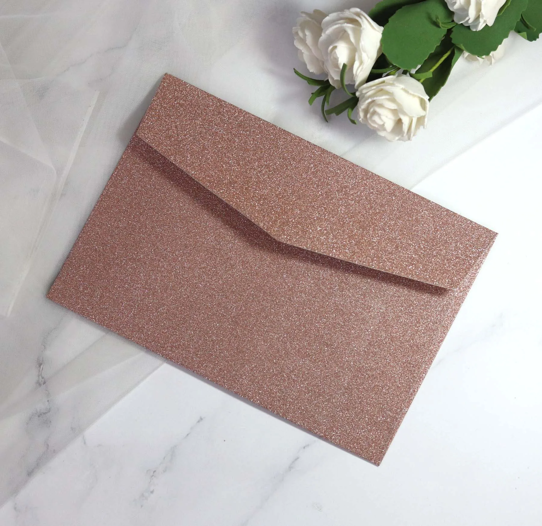 Custom Logo A Glitter Wedding Paper Gift Envelope High Quality Decorate Invitation Letter Envelope