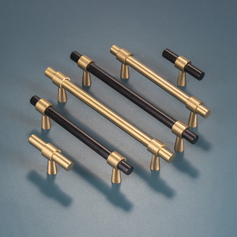 Qiansi HK0070 Brass Furniture Handles Black Gold Modern Nordic Drawer Wardrobe Dresser Long Handles Big Cabinet Door Knobs Pulls