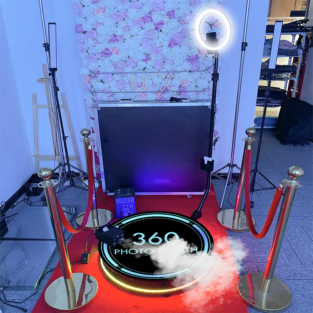 Dropshipping Custom Magnet Logo Adjustable Pink 360 Video Booth Photo 360 Booth Photobooth for Sale